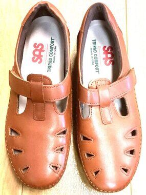 SAS Roamer mary-jane fisherman walking comfort brown loafer flats US10 wide